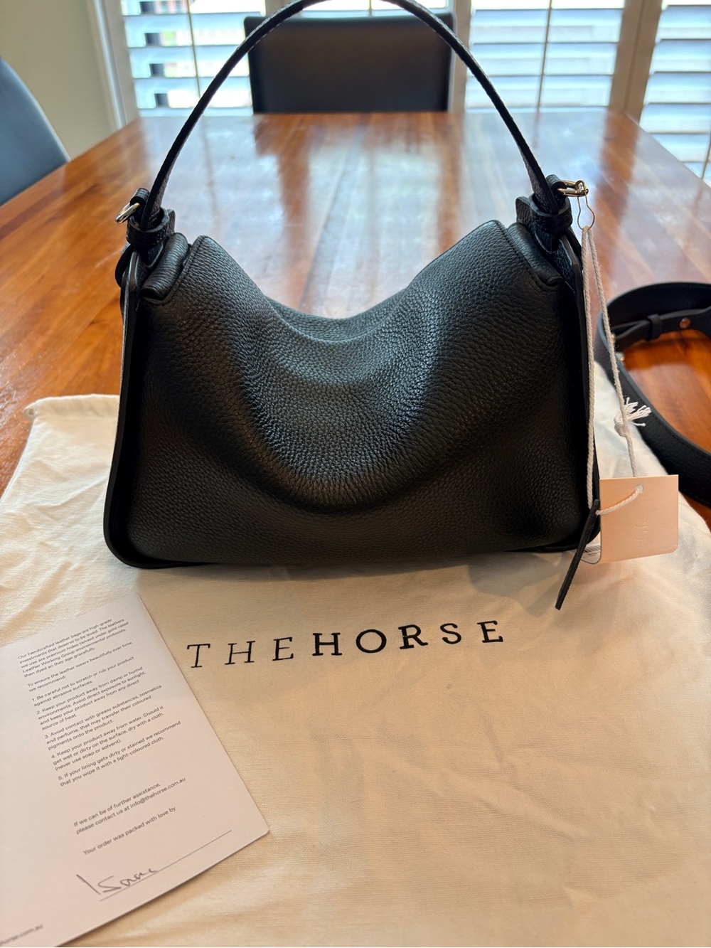 The Horse Clementine Handbag Shoulder Bag Black Pebbled Leather Silver Hardware - Picture 7 of 16